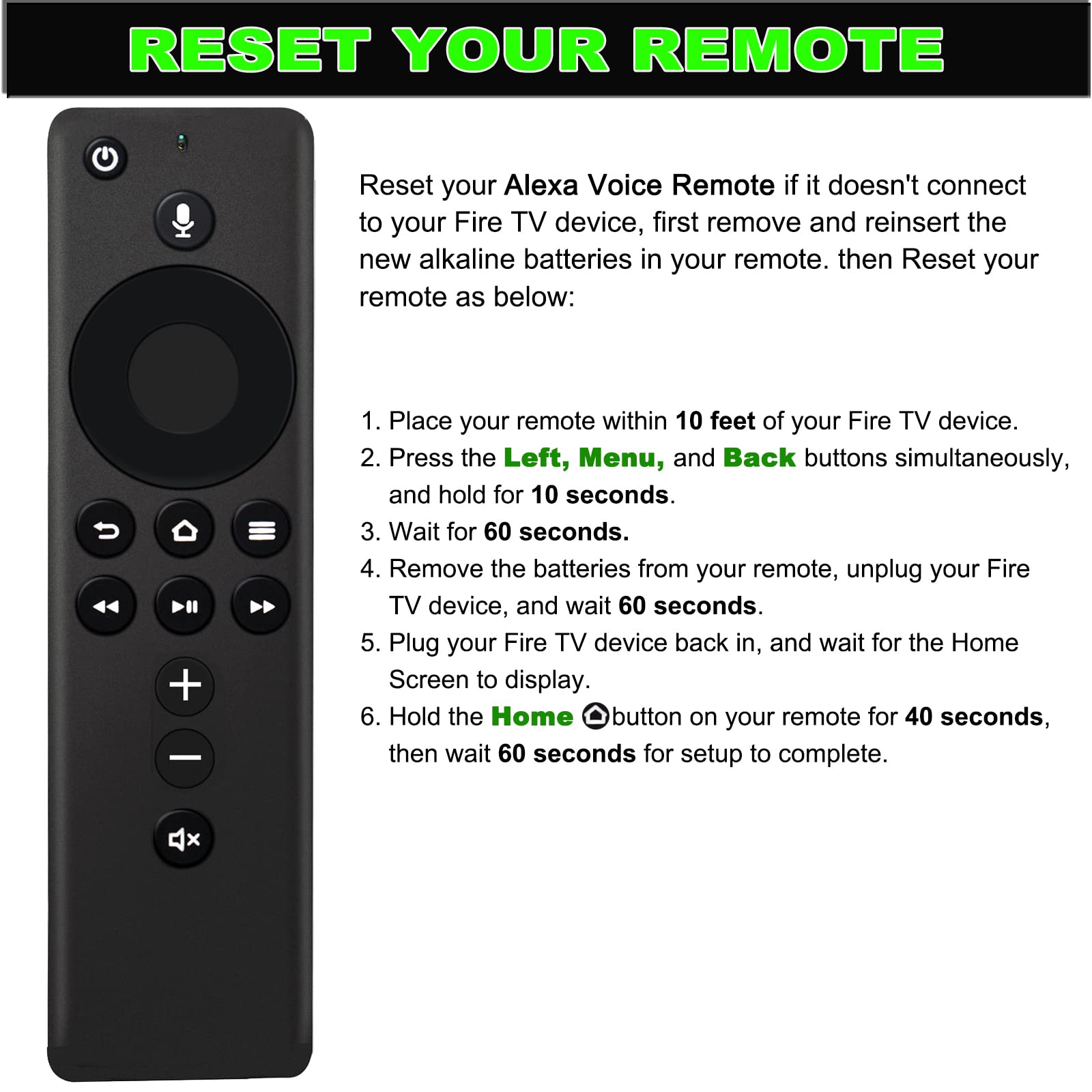 Check the Batteries
Open the battery compartment on the Firestick remote