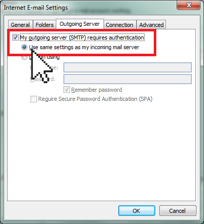 Check the server name and port number
Make sure the server requires authentication