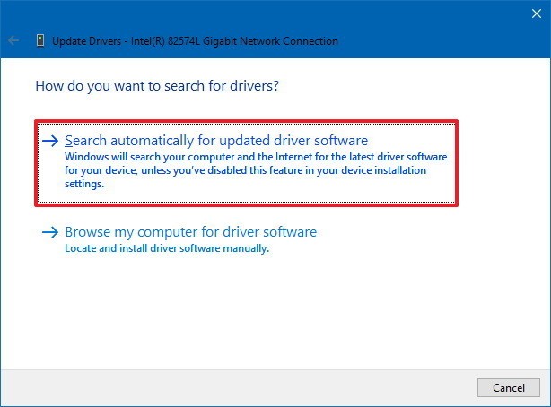 Choose the option to Search automatically for updated driver software
Follow the on-screen instructions to complete the driver update