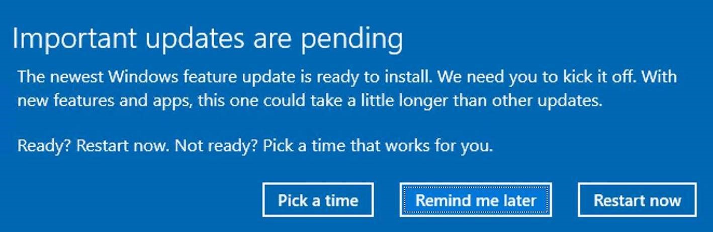 Error message on Windows 10 update screen