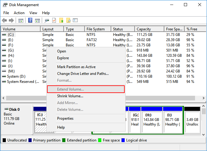Follow the on-screen instructions to extend the volume using the unallocated space.
The "Extend Volume" option should now be available and not greyed out.