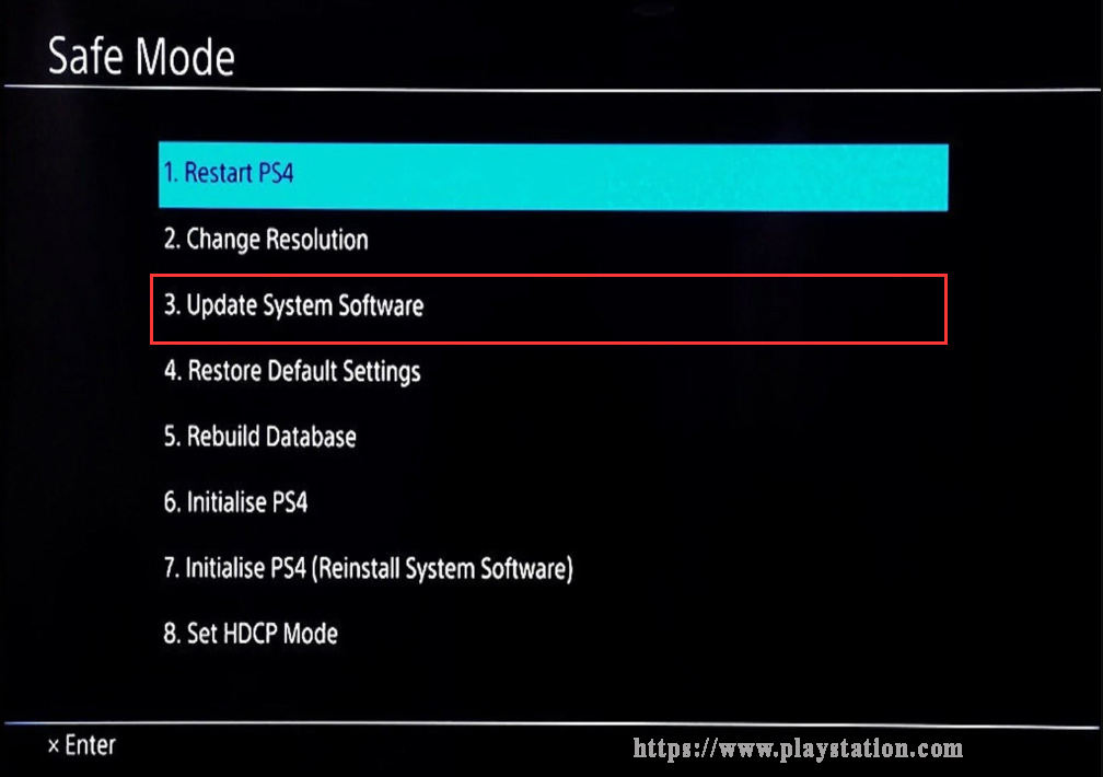 Go to Settings on the PS4 home screen.
Select System Software Update and follow the prompts to update the PS4 software.