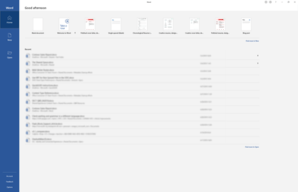 Open any Office application, such as Word or Excel.
Click on the File tab at the top-left corner of the application.