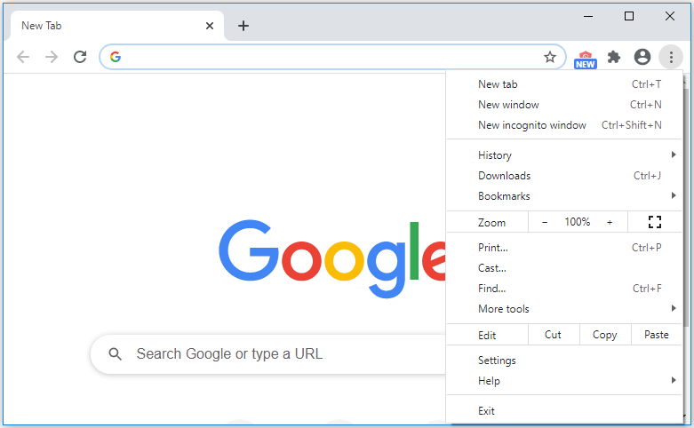 Open Chrome browser
Click on the three dots icon on the top right corner of the browser window