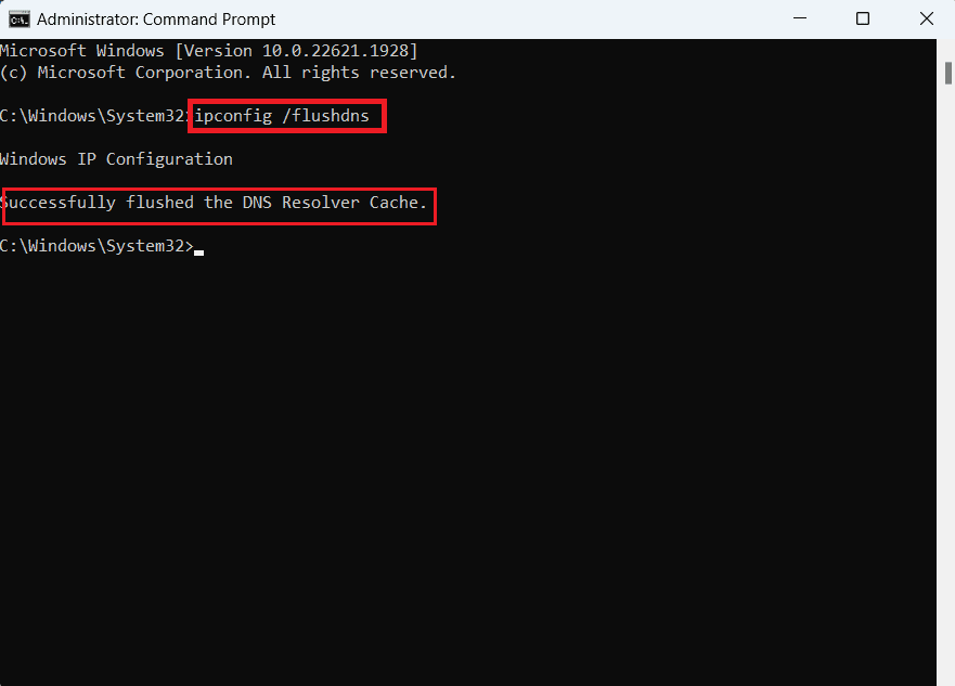 Open Command Prompt or Windows PowerShell as an administrator.
Type the following command and press Enter: ipconfig /flushdns