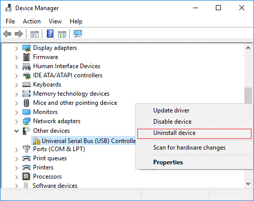 Open Device Manager by pressing Win + X and selecting Device Manager from the list.
Expand the Universal Serial Bus controllers category.