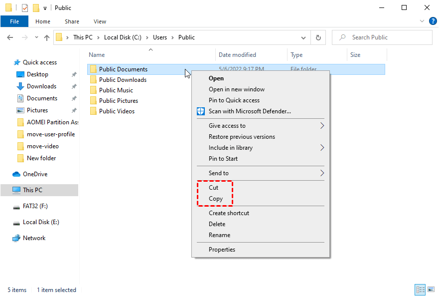 Open File Explorer.
Right-click on the partition you want to extend and select Properties.