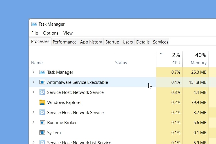 Open Task Manager by pressing Ctrl+Shift+Esc.
Click on the Processes or Details tab.