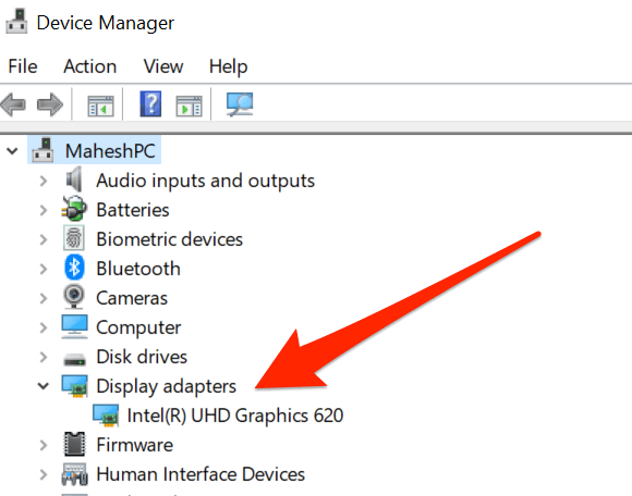Press the Windows key and type "Device Manager."
In the Device Manager window, expand the "Display adapters" category.
