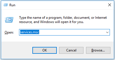 Press the Windows key + R to open the Run dialog box.
Type "services.msc" and press Enter to open the Services window.