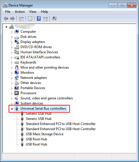 Right-click on the "Start" button and select "Device Manager."
Expand the "Universal Serial Bus controllers" category.