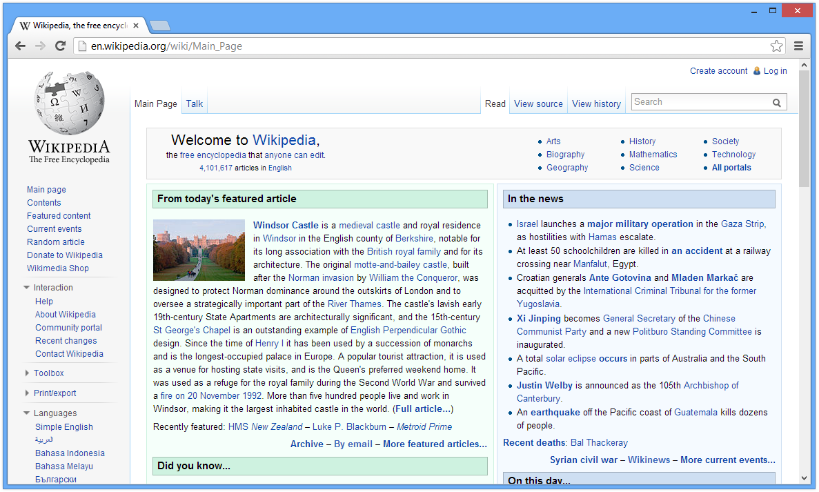 Screenshot of different web browsers