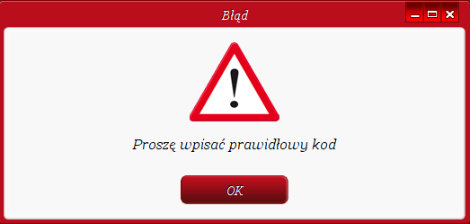 Screenshot of website error message