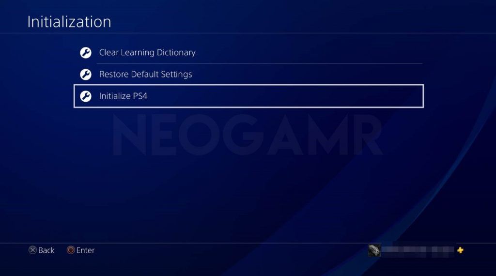 Select Initialize PS4 and follow the prompts to reset the PS4 to default settings.
Note that this will delete all data and settings on the PS4, so be sure to back up any important data before resetting.