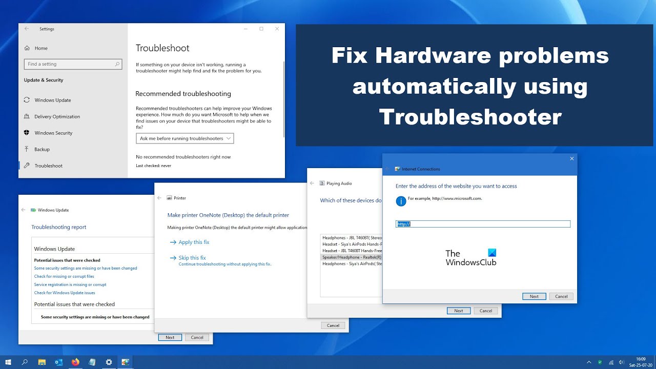 Select Troubleshoot from the left-hand menu.
Click on Additional troubleshooters and then select Hardware and Devices.