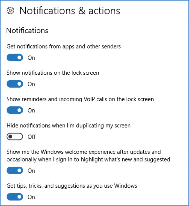 To customize the behavior of notifications, click on "Get notifications from apps and other senders."
Toggle the switch next to "Show notifications on the lock screen" to turn it on or off.