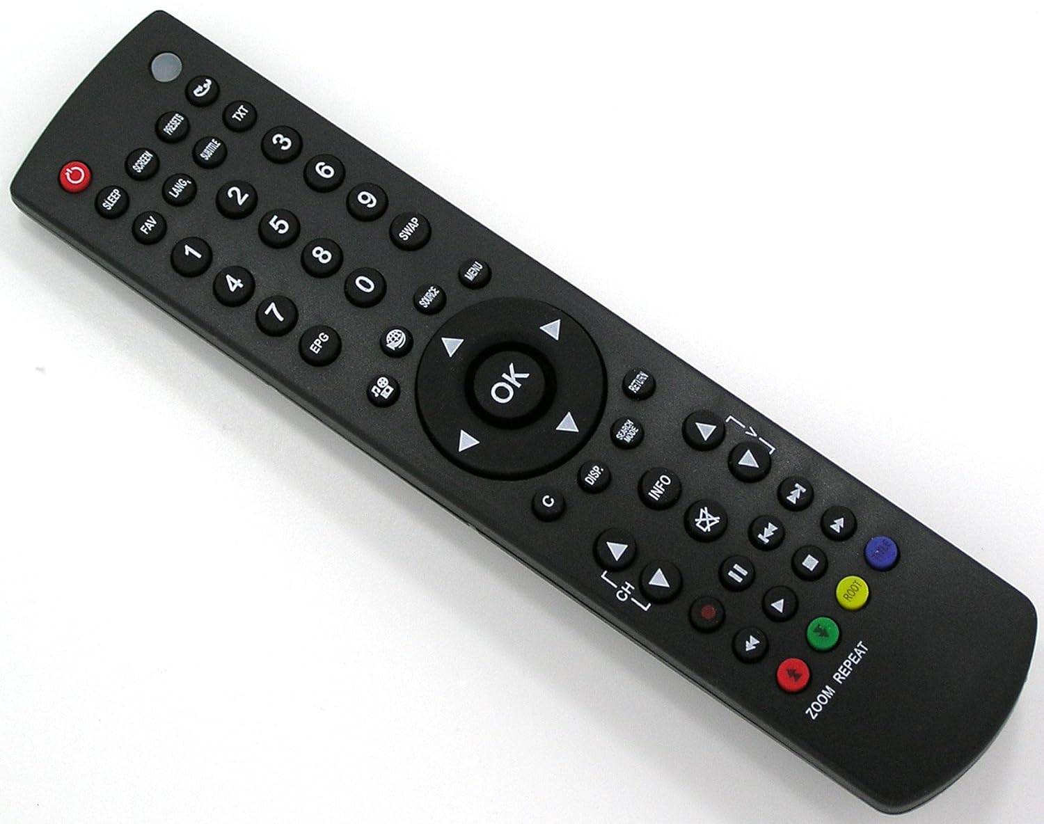 TV remote control with reset button.
