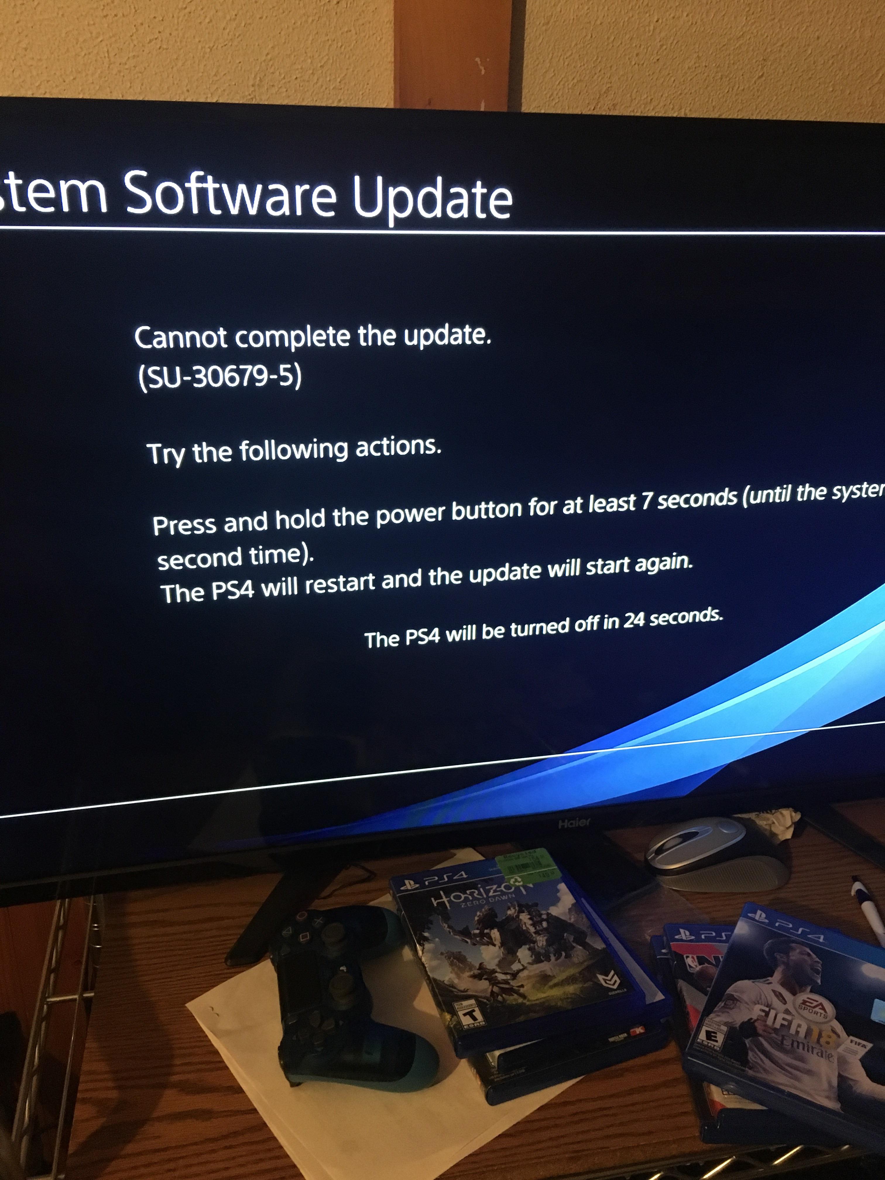 Wait for the system to download and install any available updates.
Restart the PS4 after the update is complete.