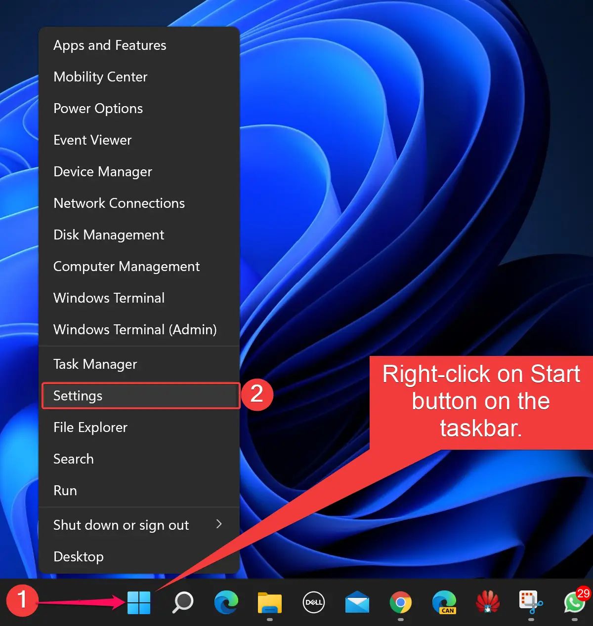 Windows update settings menu
